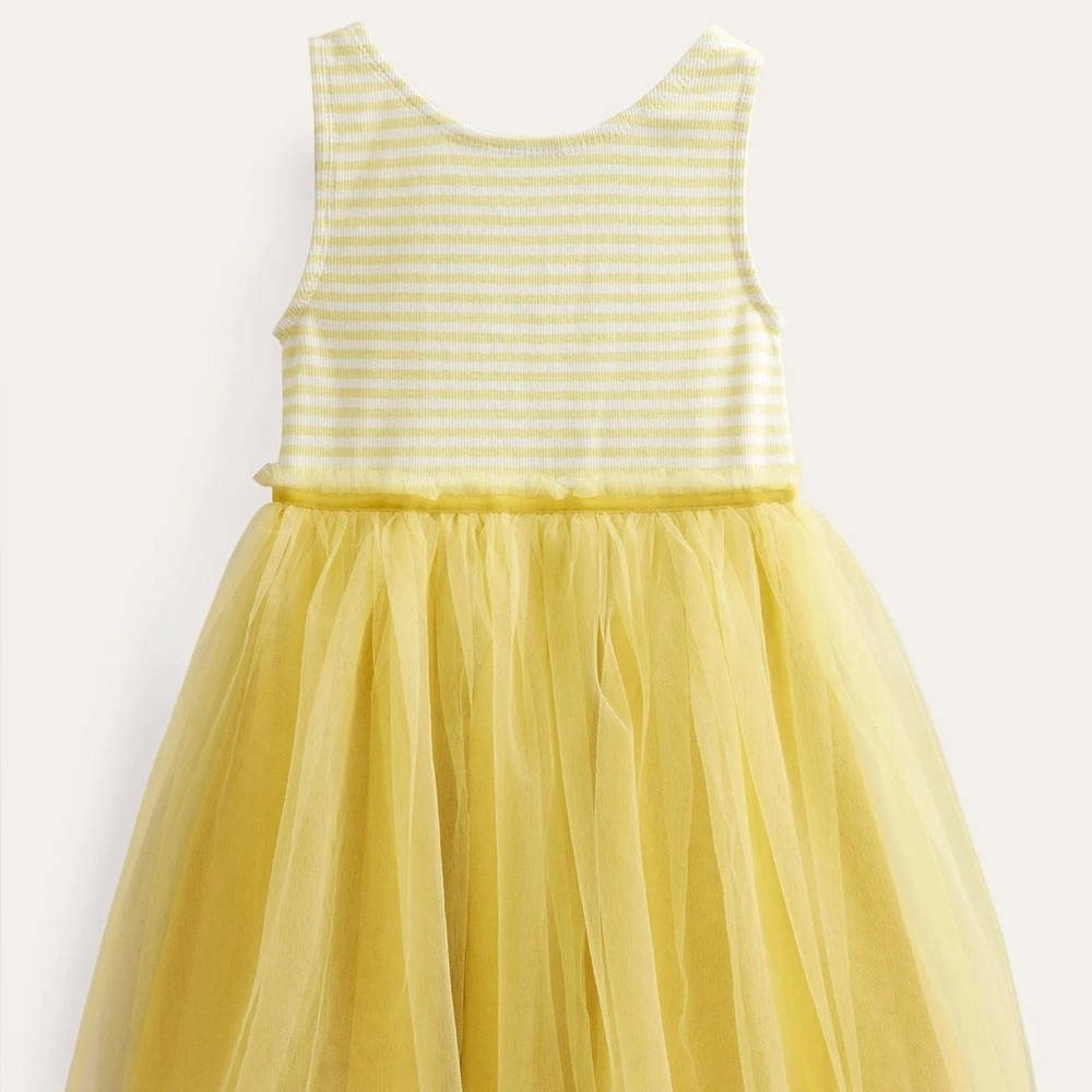 Mini Boden Yellow and White Striped Dress